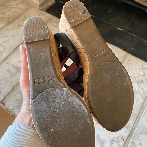 BASS AND CO- leather cork wedges Sz 7 - Picture 6 of 7